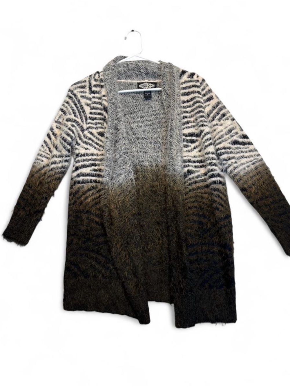 Olivers Ombre Zebra Open-Front Cardigan - Gray/Black